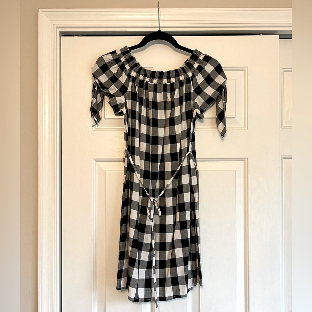 Ann Taylor LOFT Off The Shoulder Gingham Dress Size XS New Without Tags